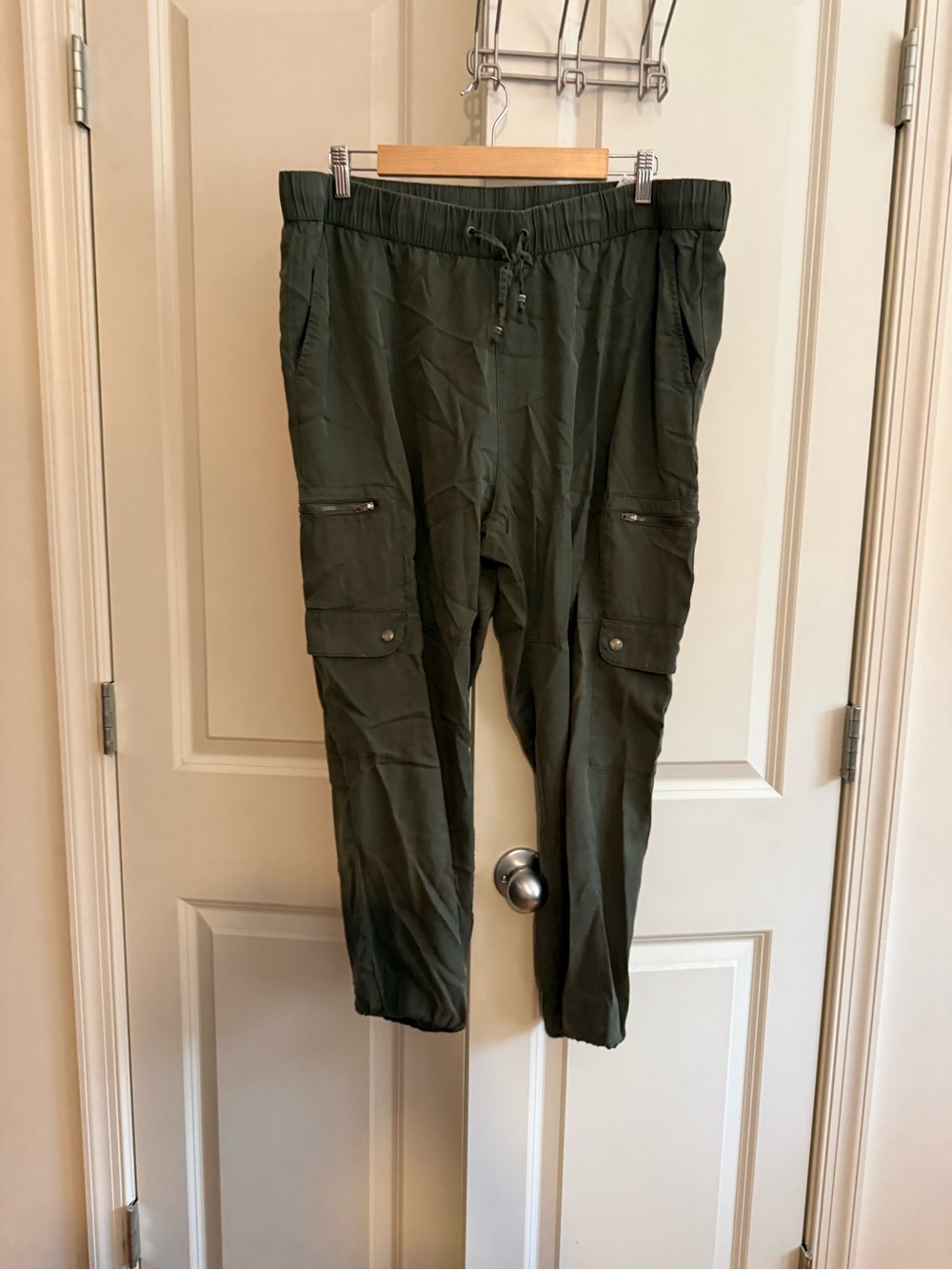 Banana Republic Dark Olive Cargo Pants with Drawstring Waist